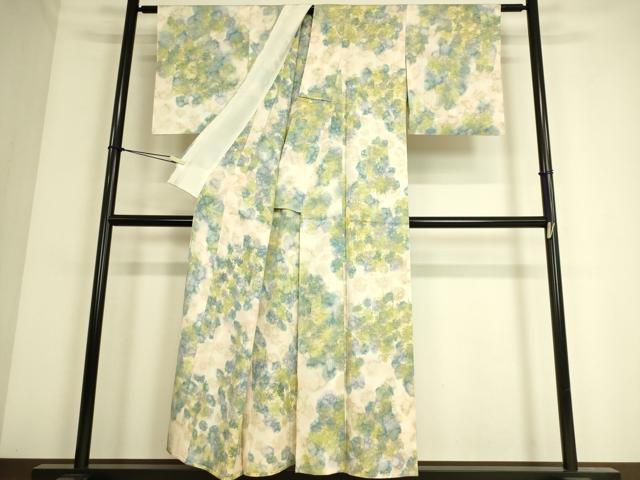 平和屋着物▽上質な小紋 単衣 樹林文 暈し染め ロング丈