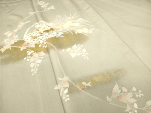 平和屋着物▽上質な小紋　単衣　総刺繍　花籠文　金糸　正絹　逸品　DAAS0465az 平和屋着物▽上質な小紋 単衣 総刺繍 花籠文 金糸 正絹