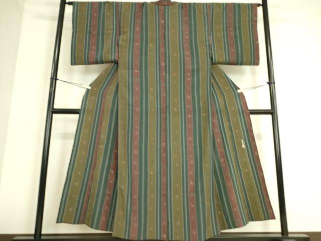 美品 単衣 三越謹製 伝統工芸士 石塚幸生落款 着物“よろけ縞”江戸小紋S-99 単衣 三越謹製 伝統工芸士石塚幸生“快晴から粋な空模様へ”東京