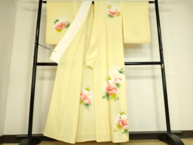 平和屋着物▽訪問着　単衣　草花文　暈し染め　金彩　正絹　逸品　AABC4068fy 平和屋着物▽訪問着 単衣 草花文 暈し染め 正絹 逸品 AAAW7685fy