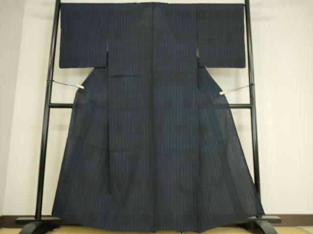 平和屋着物▽結城紬　単衣　変わり間道　80亀甲　正絹　逸品　DAAS0695az 平和屋着物▽結城紬 単衣 変わり間道 80亀甲 正絹 逸品 DAAS0695az