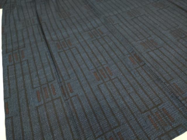 平和屋着物▽結城紬 単衣 変わり間道 80亀甲 正絹 逸品 DAAS0695az