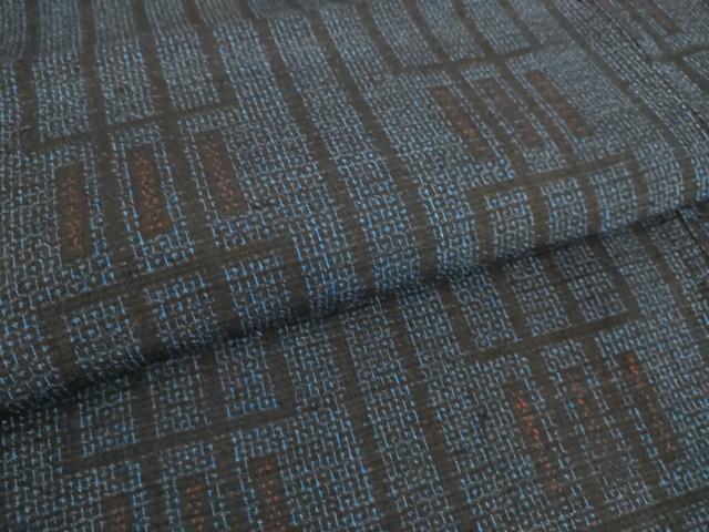 平和屋着物▽結城紬　単衣　変わり間道　80亀甲　正絹　逸品　DAAS0695az 平和屋着物▽結城紬 単衣 変わり間道 80亀甲 正絹 逸品 DAAS0695az