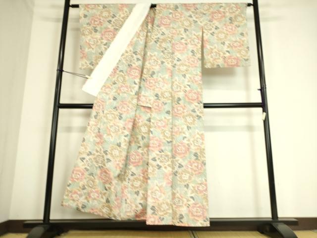 平和屋着物▽上質な紬　単衣　花尽くし　正絹　逸品　DAAS0699az 平和屋着物▽上質な紬 単衣 花尽くし 正絹 逸品 DAAS0699az 【公式通販】