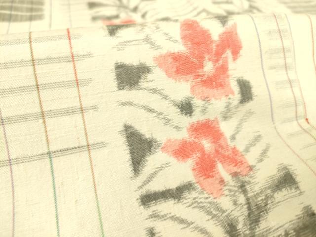 平和屋着物▽上質な紬　単衣　花間道　正絹　逸品　DAAS0707az 平和屋着物▽上質な紬 単衣 花間道 正絹 逸品 DAAS0707az