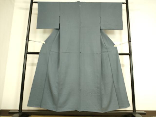 平和屋着物▽上質な色無地 単衣 紗綾型地紋 御召御納戸