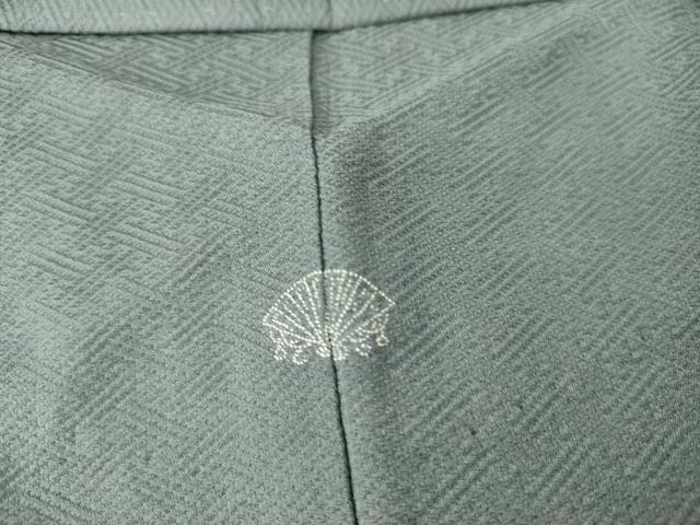 平和屋着物▽上質な色無地 単衣 紗綾型地紋 御召御納戸