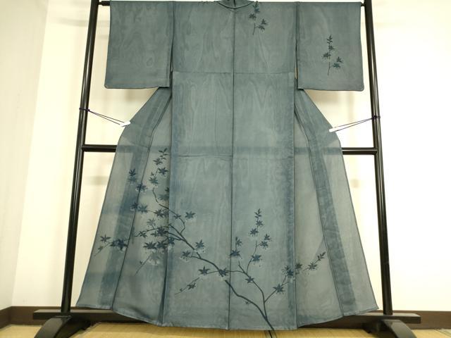 平和屋着物○本場大島紬 吉三郎 吉織物謹製 9マルキ 泥染め 風景草木文