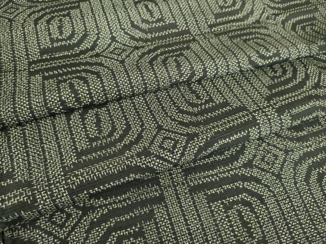 平和屋着物▽上質な紬　単衣　幾何学文　正絹　逸品　DAAS0910az