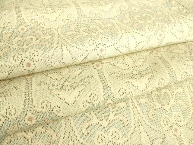 平和屋着物▽本塩沢　単衣　洋花文　正絹　逸品　DAAS0911az