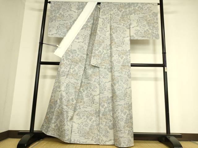 平和屋着物○古緒城紬 間道 やまと誂製 証紙付き 正絹