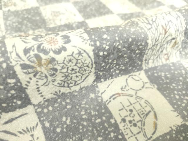 平和屋着物▽上質な小紋　単衣　市松花文　さが美扱い　正絹　逸品　DAAS0953az 平和屋着物▽上質な小紋 単衣 市松花文 さが美扱い 正絹 逸品