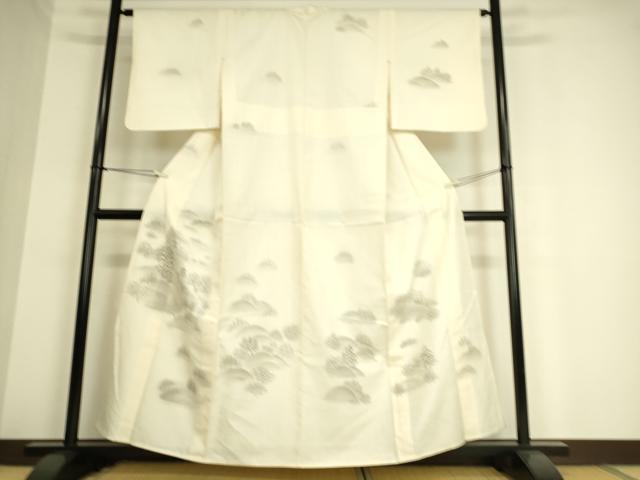 平和屋着物▽訪問着　単衣　紬地　風景山文　手描き　正絹　逸品　DAAS0954az