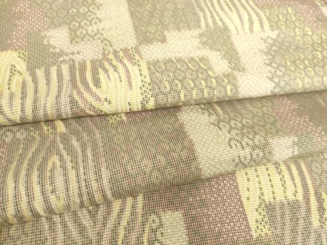 平和屋着物▽上質な紬　単衣　色紙重ね文　正絹　逸品　DAAS0971az