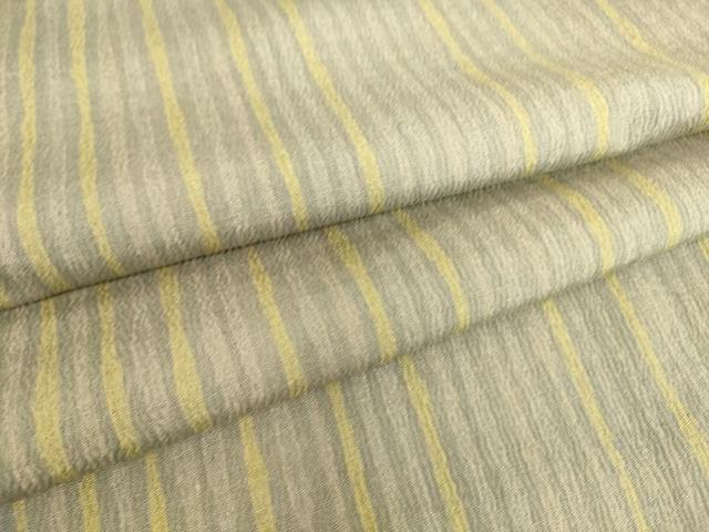 平和屋着物▽上質なお召　単衣　縞　正絹　逸品　DAAS0981az