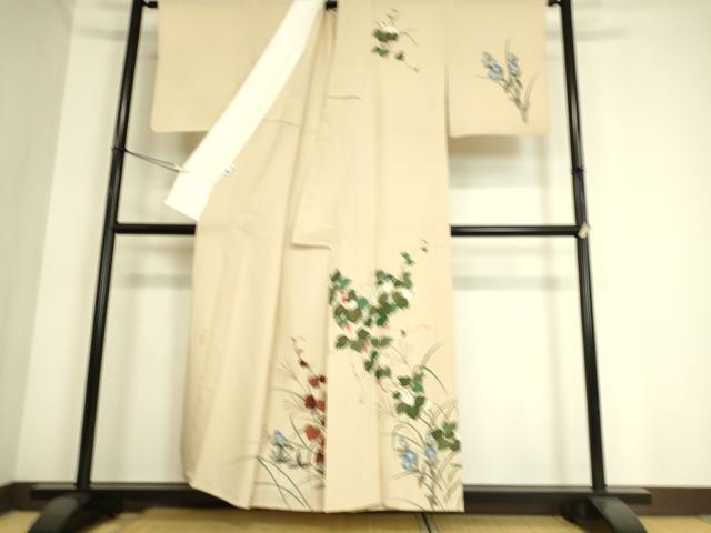 平和屋着物▽訪問着　単衣　作家物　草花文　金彩　正絹　逸品　DAAS0997az 平和屋着物▽訪問着 単衣 作家物 草花文 金彩 正絹 逸品 DAAS0997az