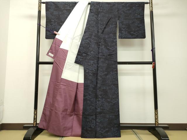 平和屋着物○結城紬 流水風景文 やまと誂製 正絹 逸品 DAAS2070tw