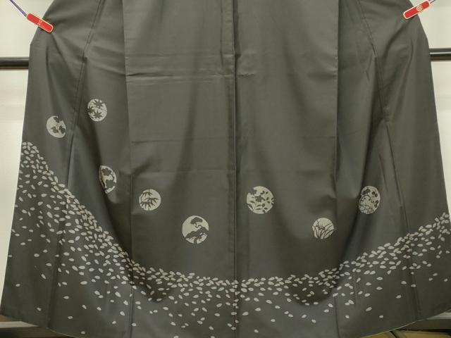 平和屋着物○本場染大島紬 訪問着 9マルキ 草花松文 正絹 逸品 DAAS2139tw