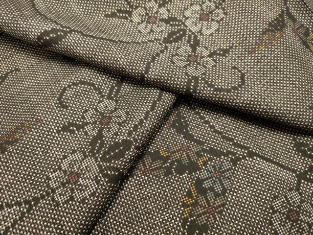 平和屋着物●本場大島紬　7マルキ　草花文　正絹　逸品　未使用　DAAS2177tw