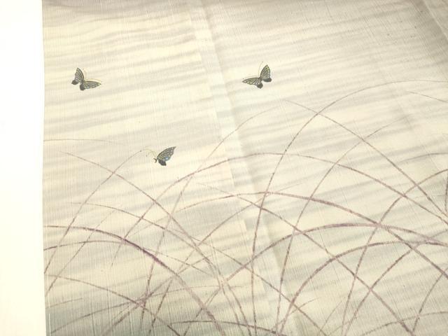 平和屋着物○染色家 岸上純平 訪問着 紬地 舞蝶草葉文