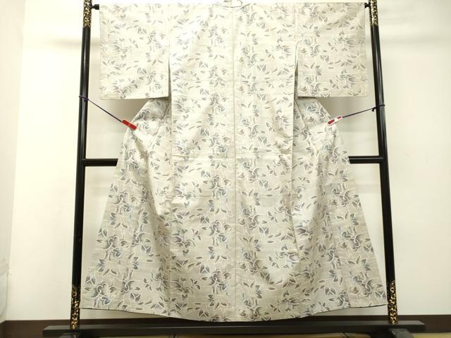 平和屋着物●本場大島紬　白大島　草葉文　正絹　逸品　DAAS2351tw 平和屋着物○本場大島紬 白大島 草葉文 正絹 逸品 DAAS2351tw