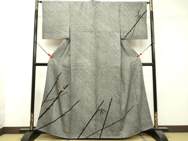 平和屋着物○本場結城紬 重要無形文化財 老竹色 正絹 逸品 DAAU3956du