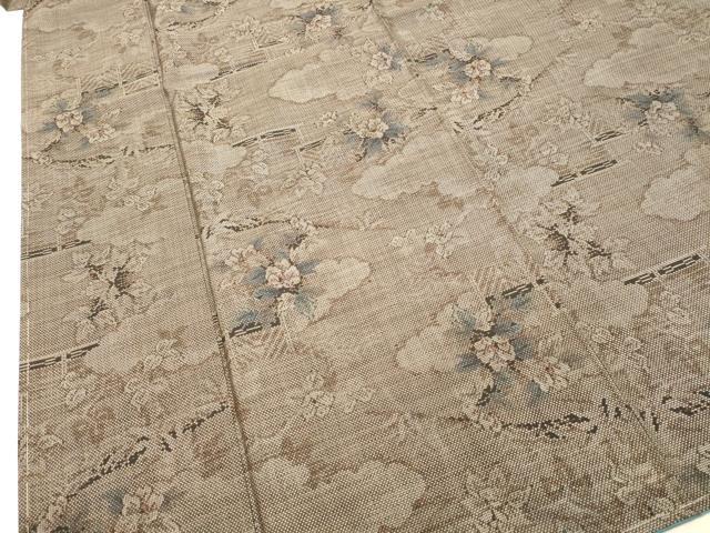 平和屋着物○本場大島紬 9マルキ 雲取り草花文 正絹 逸品 未使用