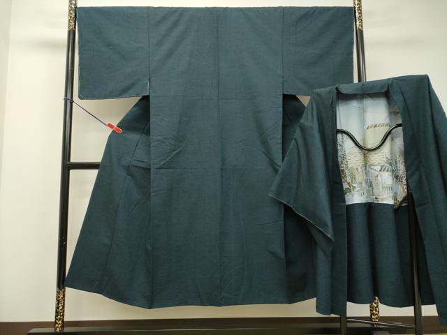 平和屋着物●男性　紬　アンサンブル　褐返色　正絹　逸品　DAAS2365tw