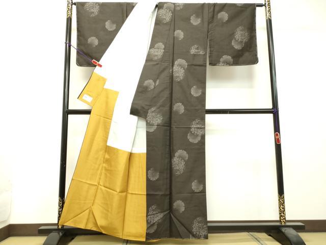 平和屋着物○本場大島紬 雪輪草花文 やまと誂製 正絹 逸品 CAAW3782vf