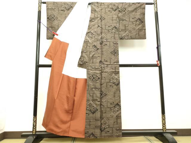 平和屋着物○本場大島紬 7マルキ 色紙重ね草花文 正絹 逸品 DAAS2405tw 紬