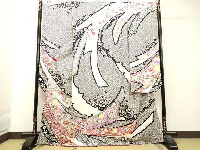 平和屋着物●豪華振袖　束ね熨斗花文　金彩　正絹　逸品　DAAS2442tw