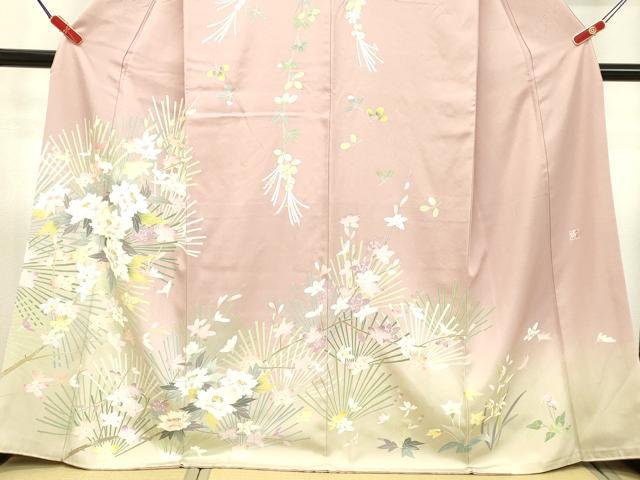 平和屋着物▽訪問着 単衣 幾何学文様 暈し染め 洗える着物