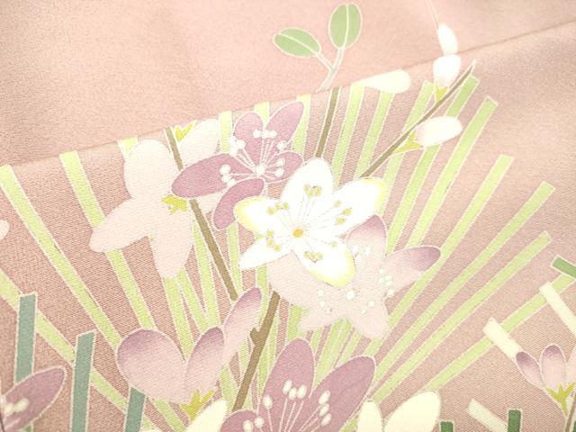 平和屋着物●訪問着　刺繍　流水草花文　暈し染め　金糸　正絹　逸品　AABD0578fy 平和屋着物○訪問着 刺繍 流水草花文 暈し染め 金糸 正絹 逸品