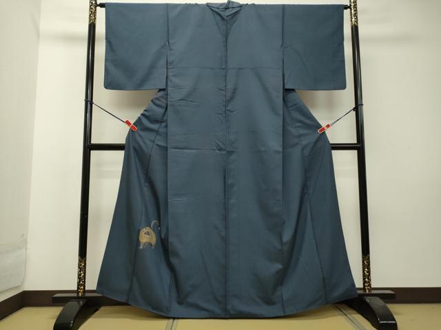 平和屋着物●色留訪問着　紬地　手描き　猫　ネコ　金彩　正絹　逸品　DAAS2449tw