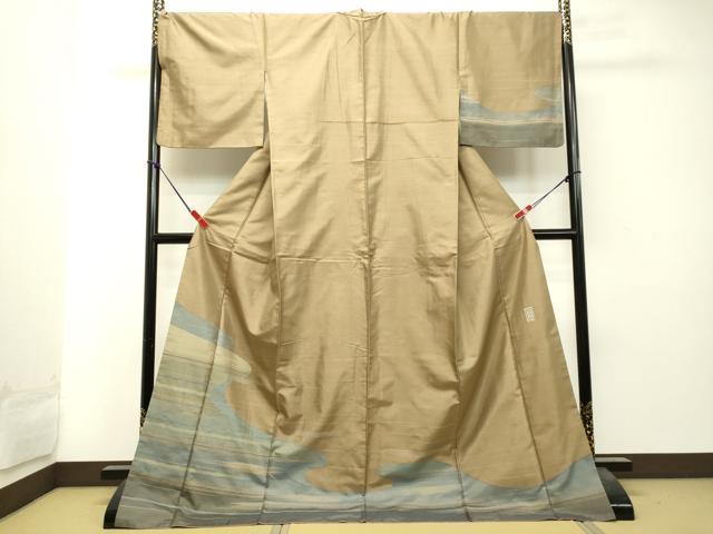 平和屋着物●西陣　じゅらく謹製　訪問着　聚蚕紬　刺繍　抽象文様　正絹　逸品　DAAS2458tw