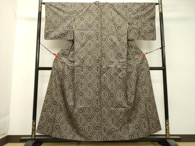 平和屋着物○希少 本場大島紬 龍郷絣 花菱文 正絹 逸品 DAAS2483tw