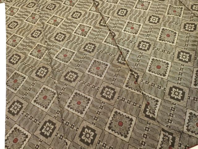 平和屋着物●希少　本場大島紬　龍郷絣　花菱文　正絹　逸品　DAAS2483tw 平和屋着物○希少 本場大島紬 龍郷絣 花菱文 正絹 逸品 DAAS2483tw