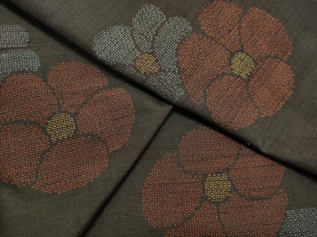 平和屋着物●塩沢紬　130亀甲　総詰め　舞花文　正絹　逸品　DAAS2501tw