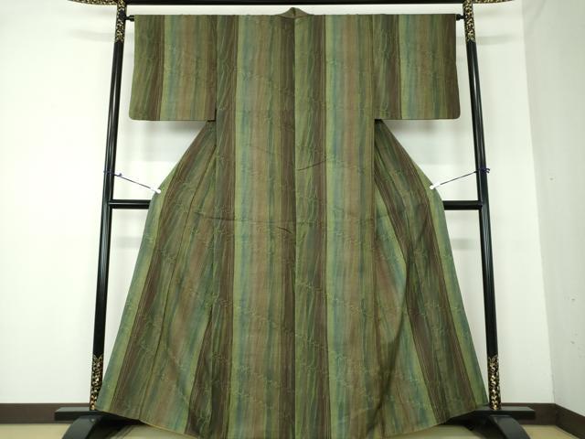 平和屋着物●上質な紬　竜巻絞り　変わり間道　やまと誂製　正絹　逸品　DAAS3001ps