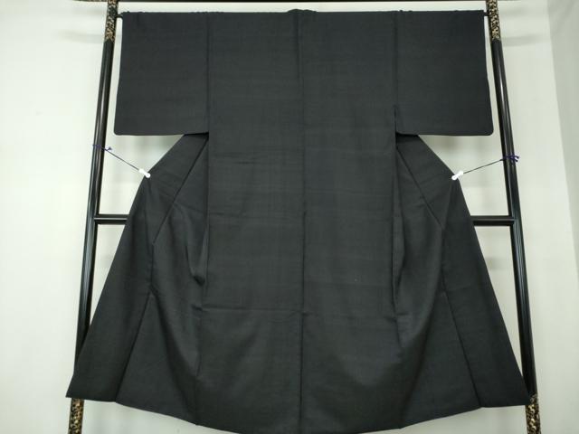 平和屋着物●男性　紬　色無地　黒地　正絹　逸品　DAAS3011ps