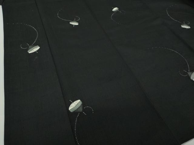 平和屋着物○上質な紬 絞り 独楽 黒地 正絹 逸品 DAAS3022ps