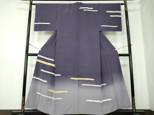 平和屋着物●訪問着　駒刺繍　草花文　暈し染め　金彩　鈴乃屋扱い　正絹　逸品　DAAS3035ps