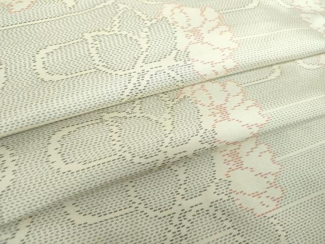 平和屋着物●本場大島紬　白大島　草花文　正絹　逸品　DAAS3064ps