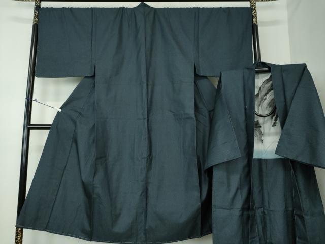 平和屋着物●男性　紬　アンサンブル　長羽織　120亀甲　総詰め　正絹　逸品　未使用　DAAS3082ps