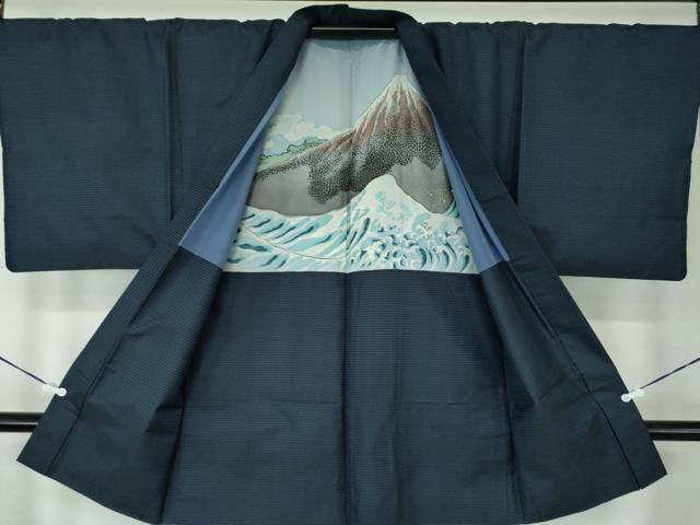 平和屋着物○男性 紬 アンサンブル 舛花色 キングサイズ 正絹 逸品