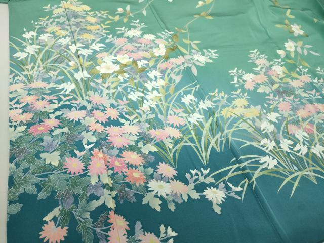 平和屋着物○訪問着 友禅 作家物 草花文 サギ草 暈し染め