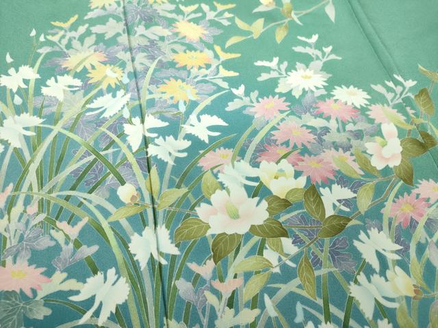 平和屋着物●訪問着　友禅　作家物　草花文　サギ草　暈し染め　正絹　逸品　DAAS3144ps 平和屋着物○訪問着 友禅 作家物 草花文 サギ草 暈し染め