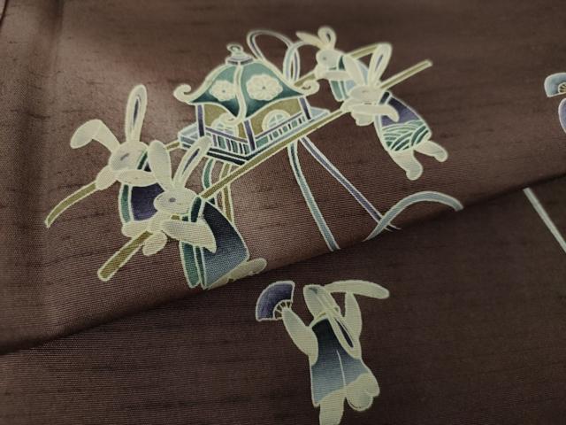 平和屋着物●つけ帯　紬地　月　兎　正絹　逸品　未使用　DAAU6693ob 平和屋着物○つけ帯 紬地 月 兎 正絹 逸品 未使用 DAAU6693ob