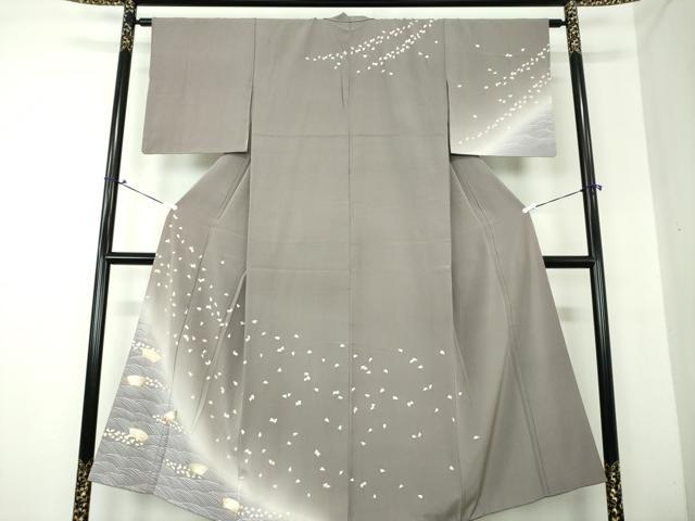 平和屋着物●訪問着　刺繍　流水舞桜　暈し染め　金彩　正絹　逸品　DAAS3148ps