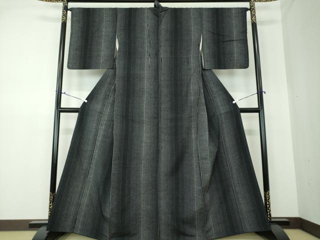 平和屋着物●上質な紬　間道　黒地　正絹　逸品　DAAS3150ps